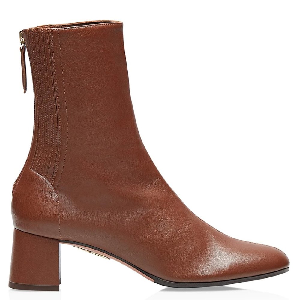 Never worn - AQUAZZURA Saint Honoré 50 leather ankle boots brown